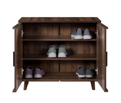DeckUp Halo 2-Door Shoe Rack (Walnut, Matte Finish)