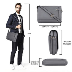 WildHorn Genuine Leather Laptop Messenger Bag for Men | Stylish Office Bag with a Padded Laptop Compartment & Adjustable Strap | Designed to Fit Laptops up to 14 Inches | Backed by a 1-Year Warranty