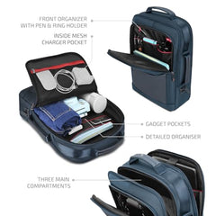 VIP Legacy 17 Inch Convertible Laptop Backpack 25L | Water-Resistant with USB Charging Port | Padded Laptop Sleeve, 3 Compartments, Front Organizer | Office & Travel Backpack for Men & Women (Black)