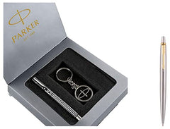 Parker Gift Set | Vector Special Edition Chrome Trim Roller Ball Pen with Parker Keychain | Ideal for Gifting | Elegant Gift for Any Occasion