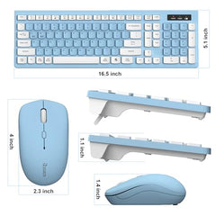 Wireless Keyboard and Mouse Combo, Full-Sized Wireless Keyboard and Adjustable DPI Mouse, 2.4GHz USB Receiver, Keyboard and Mouse for PC, Windows, Desktop, Laptop (Orange-B)