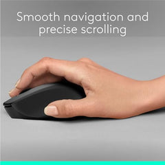 Logitech M331 Silent Plus Wireless Mouse, 2.4GHz with USB Nano Receiver, 1000 DPI Optical Tracking, 3 Buttons, 24 Month Battery Life, PC/Mac/Laptop - Black