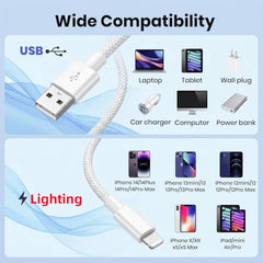 Verilux® 18W USB A to Lighting Fast Charging Cable, 480Mbps Data Synch