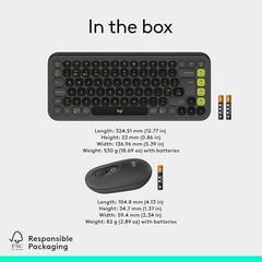 Logitech POP ICON Combo, Bluetooth Keyboard and Mouse Combo, Comfortable Typing, programmable Keys and Buttons, Quiet clicks, Easy-Switch up to 3 Devices - Graphite