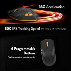 Cosmic Byte Aether Tri-Mode Wireless Gaming Mouse | 2.4GHz + Bluetooth + Wired | Pixart PAW3311 Sensor | 12000 DPI | 1000Hz Polling | 55g | 100M TTC Optical Switches | Replaceable Battery (Black)