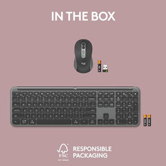 Logitech MK950 Signature Slim Wireless Keyboard and Mouse Combo, Sleek Design, Quiet Typing and Clicking, Switch Across Three Devices, Bluetooth, Multi-OS, Works with Windows and Mac - Graphite
