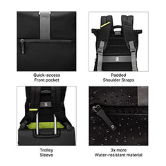 uppercase 14L Roll Top Laptop Backpack| up to 15'' |3x More Water Repellent Sustainable Laptop Bag| Travel Bag for Men & Women(Black) | 750 Days Warranty (Black)