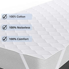 Trance Home Linen 100% Cotton Quilted Mattress Protector Single Siz Bed| Quilted Bed Cover |Water Resistant | Breathable 100% Cotton Pad with Elastic Straps on Corners (75x36 inch, Beige)