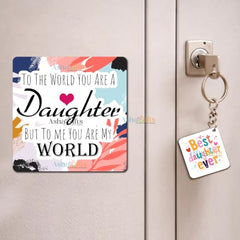 Gift for Daughter Birthday Special Birthday for Daughter Printed Cushion 12 inch X 12 inch + Micro Fiber Filler + Keychian + Magnet Girls Pillow Daughters Day for Daughter and Girls -10A (Color-7)