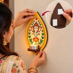 Wooden Jharokha Wall Hanging Tea Light Holder – Traditional Diya Stand & Floating Shelf for Pooja Room, Living Room, Balcony & Temple Décor | Diwali Decoration Items for Home & Main Door (WJH-11)