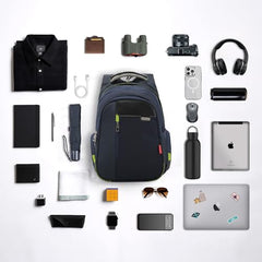 HARISSONS Sirius Travel Laptop Backpack | 45L | Fits 15.6” Laptop | Heavy-Duty Build | USB & Audio Port, Multi-Level Organizer, Trolley Sleeve | Work, Travel & College (black)