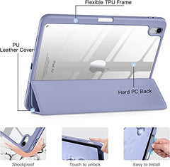 ProElite Case for iPad Air 11 Inch M4/M3/M2 2026/2025/2024, iPad Air 10.9 inch 5th/4th Gen & iPad Pro 11 inch 4th/3rd Gen 2022 case Cover, Transparent Smart Flip Cover with Pencil Holder, Lavender