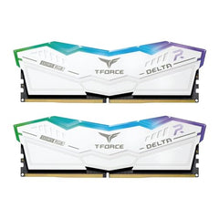 TeamGroup T-Force Delta RGB 2x32GB 6400MHz (6400MT/s) CL40 White 64GB DDR5 RAM Kit, Desktop Gaming Memory, Metal Heatsink, ARGB Sync, ECC, XMP 3.0/Expo, for Intel/AMD CPU - FF4D564G6400HC40BDC01
