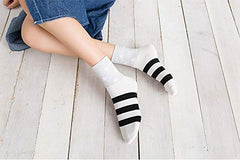 SYGA 2 Pair Black and White Coloured Daily Use Assorted Pattern Casual Socks for Women(Assorted)