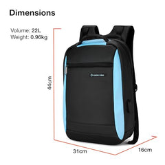 Nasher Miles Madison Passenger Workpack 22 Liters Water Resistant, Padded, Premium Reversed Polyester Black Yellow Laptop Backpack | USB charging| Unisex | Ideal For Office (Black & Yellow)