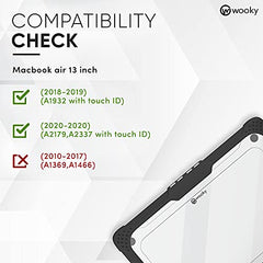WOOKY MacBook Air M1 13.3 inch Shockproof 360 Degree PC + TPU Protection Plastic Hard Shell Flip Cover Case for MacBook Air A1932 A2179 A2337 (13.3 inch) - Black Clear