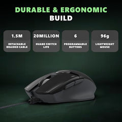 EvoFox Banshee 2 Tri-Mode Wireless Gaming Mouse (2X BT, 2.4G & Wired), PixArt 3311 Sensor, 1000Hz Polling Rate, 12,000 DPI, LCD Display, 6 Programmable Buttons, Software Support, Onboard Memory-Black