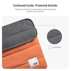DailyObjects Large Stria Portable Laptop Sleeve | Durable Polyester |Compatible with Laptop/MacBook Air/Pro Upto 16 Inch |Lightweight Water Resistant Fabric |Padded Compartment with Zip Closure- Grey