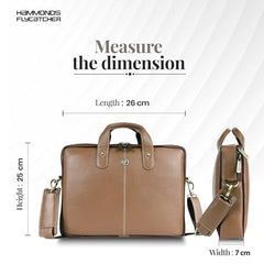 HAMMONDS FLYCATCHER Men Genuine Leather Office Bag - Laptop Bag - Padded Laptop Compartment, Fits 14 Inch Laptop - Adjustable Strap, 1 Year Warranty - Office, Travel, Daily Use - Brushwood, Brown
