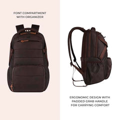 Gear Aspire 3 19"/35L Large Faux Leather Water Resistant Laptop Backpack | Casual Backpack | Daypack | Travel Backpack | College Bag For Men/Women (Brown - Brown)