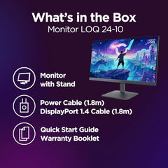 Lenovo LOQ 27Q-10 (Smartchoice) | 27" (68.5cm) QHD (2560x1440) IPS 180Hz Gaming Monitor | 0.5ms, HDR10 Compliance, AMD FreeSync, 99% sRGB, 2xHDMI 2.1 TMDS, 1xDP 1.4| Tilt | Lunar Grey | 68F3GACBIN
