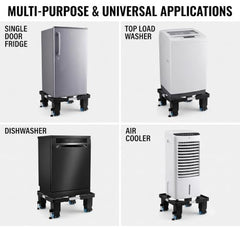 Yemark Good Height (8 Inch from Ground), Side Addustable 24 Wheel Heavy Duty Front & Top Load Fully Automatic Washing Machine Stand & Fridge Stand (Metal and Plastic)(Min -36cmx36cm,Max -76cmx76cm)