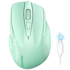 TECKNET Wireless Mouse, BT 5.0/2.4G, Rechargeable 6-DPI Silent, Grey