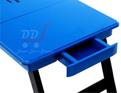 DDS Dream Decor Shoppee Wood Portable Laptop Table Adjustable Height With 1 Drawer (Blue)