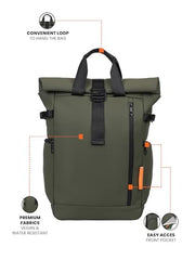 FUR JADEN 22L Vegan Leather Stylish Travel Premium Laptop Backpack for Men & Women | Water-Resistant | Fits Upto 15.6 Inch Laptop | Ideal for Office, College, Work & Travel (Yellow)