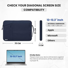 Dyazo 15-15.6 Inch Laptop Sleeve Case | Water Resistant Cover with Charger Pouch & Three Front Pockets | Compatible for Dell, HP, MacBook, Lenovo, Acer, Asus & All Other Notebooks (Black)