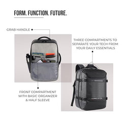 Gear Turbo 21"/45L Large Water Resistant Anti theft Laptop Backpack with Raincover | Backpack | Daypack |Briefcase | Travel Bag For Men/Women (Black - Grey)
