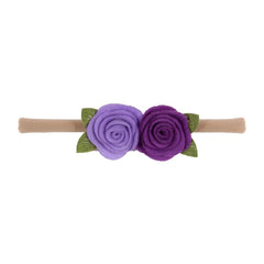 MOMISY Headbands Flowers Soft Synthetic Hairbands for Baby Girls, Infants and Toddlers, Pack of 3 - Multicolor (Free Size, Purple Pink)