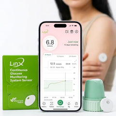 LinX CGM Glucose Monitor Device I Bluetooth Enabled | Real time Sugar Tracking | 15-Day Sensor Life | IP68 | Easy one click use I Enhance your lifestyle & optimise diet | Pack of 1