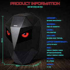 Hookaba Eye Rover LED Backpack 31L (Black) | Motorcycle Riding Bag With Programmable Screen | App Control & Water Resistant | Unisex Expandable Daypack For College, Travel, Laptop, Helmet