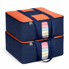 EASY HOME 70 litre Under bed Storage Bags for Clothes | Cloth Storage Organizer with Zip Closure | Wardrobe Bag for Sarees, Quilts & Blankets | Moisture Proof Nylon Cover Bag (54x46x28 cm, Medium)