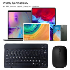 DsynkGear Bluetooth Keyboard and Mouse Combo | 10-Inch Wireless, Ultra-Slim, Rechargeable Keyboard for iPad Pro/Air/Mini, iPhone 15/14/13 Series & Samsung Tablets (Black)