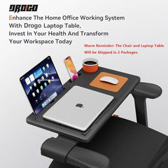 DROGO Bold Posture Ergonomic Office Chair for Work from Home with Adaptive Lumbar Support, Laptop Tray, 4D Armrest, Recline, Adjustable Height & Headrest, High Back Computer Chair With Footrest (Grey)