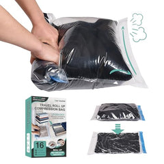 16 Travel Compression Bags Vacuum Packing, Roll Up Travel Space Saver Bags for Luggage, Cruise Ship Essentials (6 Large Roll/6 Medium Roll/4 Small Roll)