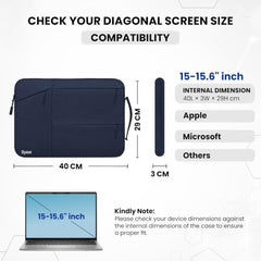 Dyazo 15-15.6 Inch Laptop Sleeve Case | Water Resistant Cover with Charger Pouch & Three Front Pockets | Compatible for Dell, HP, MacBook, Lenovo, Acer, Asus & All Other Notebooks (Black)