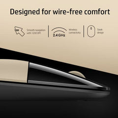 HP Z3700 Wireless Optical Mouse with USB receiver and 2.4GHz Wireless Connection/ 1200DPI / 16 months Long Battery Life /Ambidextrous and Slim Design (Modern Gold)