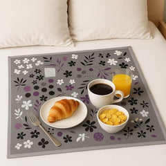 Homerz Premium Bed Server Food Mat Reversible Bed Server, Mattress Protector for Home | Food Mat for Kids, Size 36x36 inch, Double Side use Kitchen, Cupboard, Drawer, Wardrobe (Brown Lotus New)