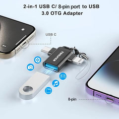 Sounce 2-in-1 8 Pin to 3.5mm Audio & Charging Splitter – Dual Port Adapter Cable for Music, Power, Headsets, Speakers & More – White