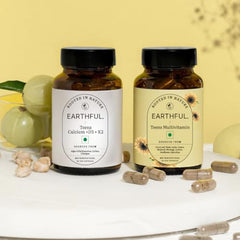 Earthful Multivitamin for Teen|100% Plant Not Synthetic|With Vit C,D & Calcium for Complete Nutrition for Growth,Immunity & Strong bones|30 Iron & 30 Calcium Tablets - 30 Day Pack, 50 grams