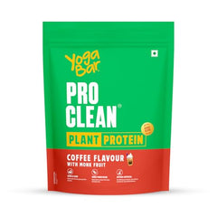 Yogabar Pro Clean Plant Protein | Coffee Flavour with Monk Fruit | 25g Protein per Serving | Clean & Natural Blend | 500g Pack of 2