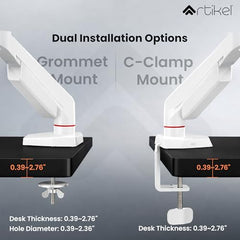 ARTIKEL Armour Monitor Stand for Desk Mount Adjustable Gas Spring Assisted vesa Monitor arm for Table with Full Motion arm with C Clamp Grommet Mounting Base Computer Monitor Stand Upto 40 inches
