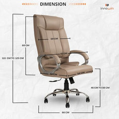 INNOWIN Profit High Back Orthopedic Boss Chair with 3 Year Limited Warranty | Leatherette Office Chair | Ergonomic Executive Chair with Spacious Cushioned Seat | Heavy Duty Metal Base | Grey