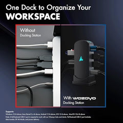 Type C 14 in 1 Wozoyo Docking Station, PD 100W, 2X4K@60Hz HDMI,4K DisplayPort, 2XType-C 10Gbps, USB 10Gbps, Gigabit Ethernet, AUX Port,Universally Compatible Thunderbolt 4,macOS,Windows,Android & iOS