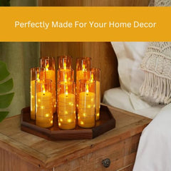 Flameless LED Pillar Candle Set of 2 | Acrylic Fiber Glass | Dancing Faux Wick | Remote Control with Battery Operated 3 AA | Home Décor & Gifting | 3" D x 6" H | Red