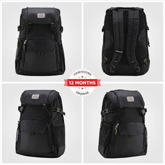 HARISSONS RHINO Laptop Backpack | 30L | Fits 15.6” Laptop | 420D PU-Coated Polyester & Vegan Leather | Office, Commute & Travel | Laptop Protection, Trolley Sleeve, Organizer (Grey)