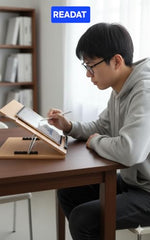 READAT Wooden Laptop Stand Table top Desk Organizer for Writing/Sketching Stand || Wooden Desk Organizer (Cream, 21x15 inches)